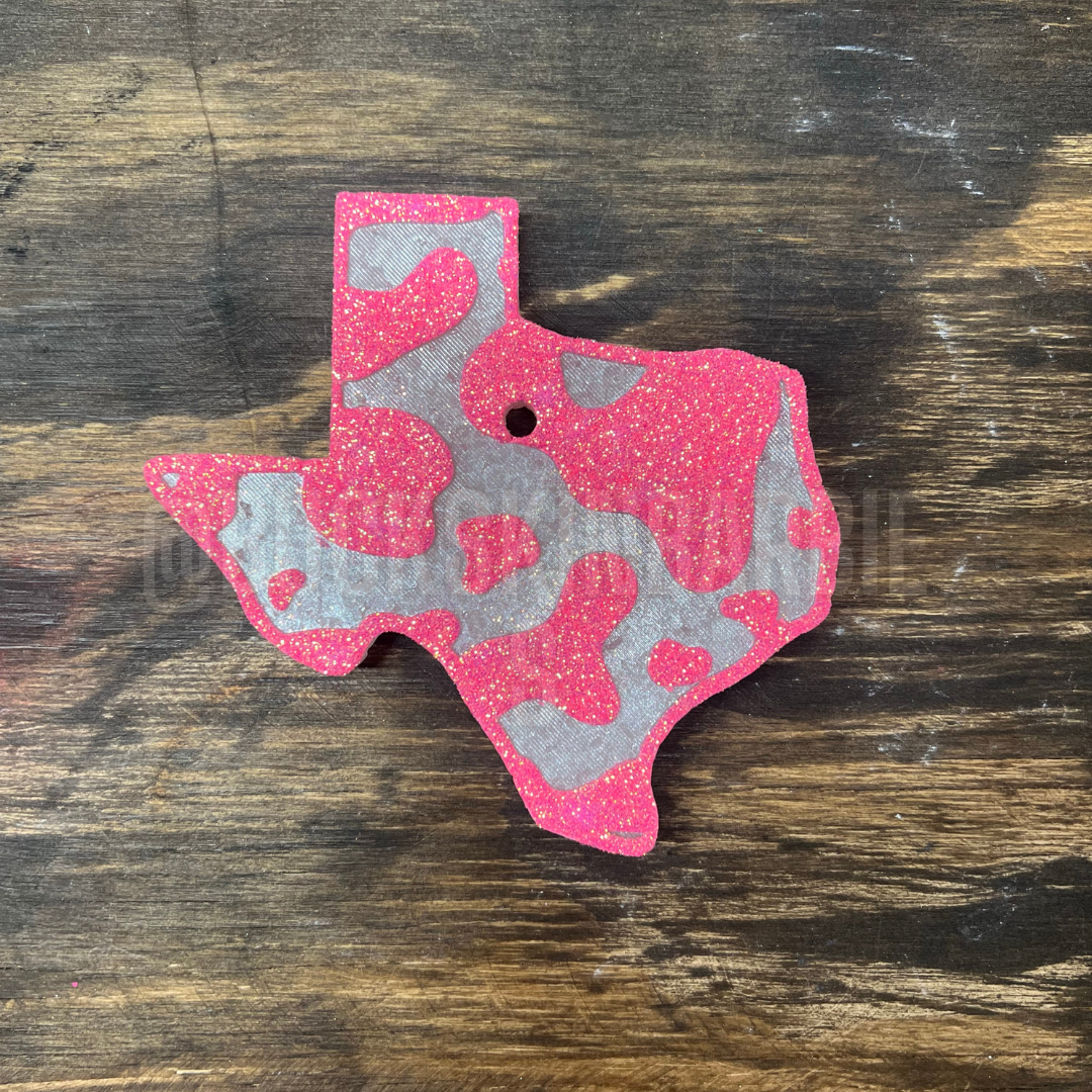 Pink Glitter Cow Print Texas Freshie