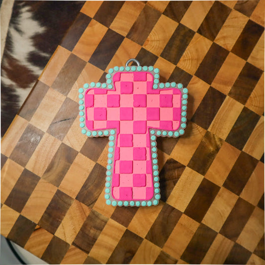 Checkered Cross with Turquoise