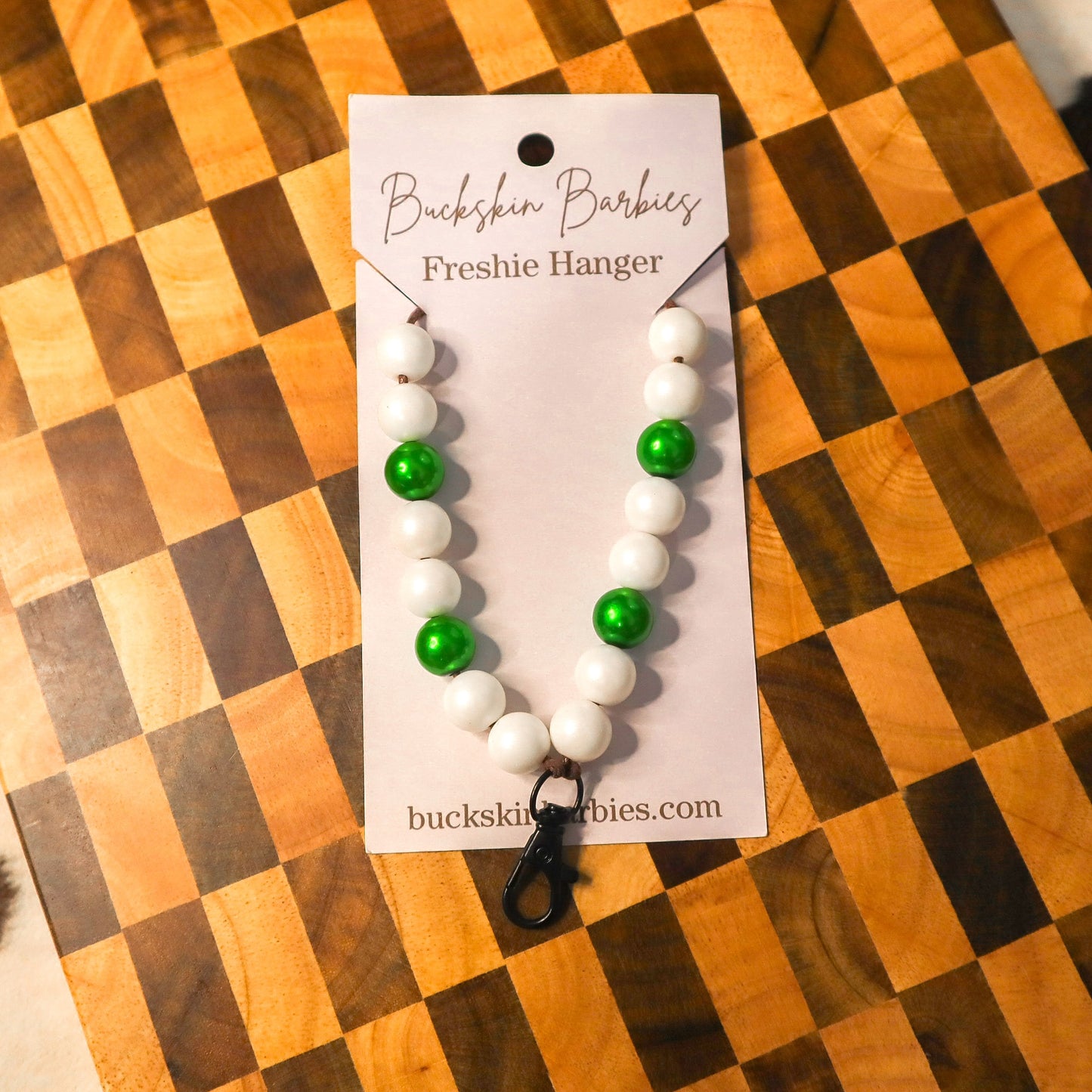 White & Green Freshie Hanger