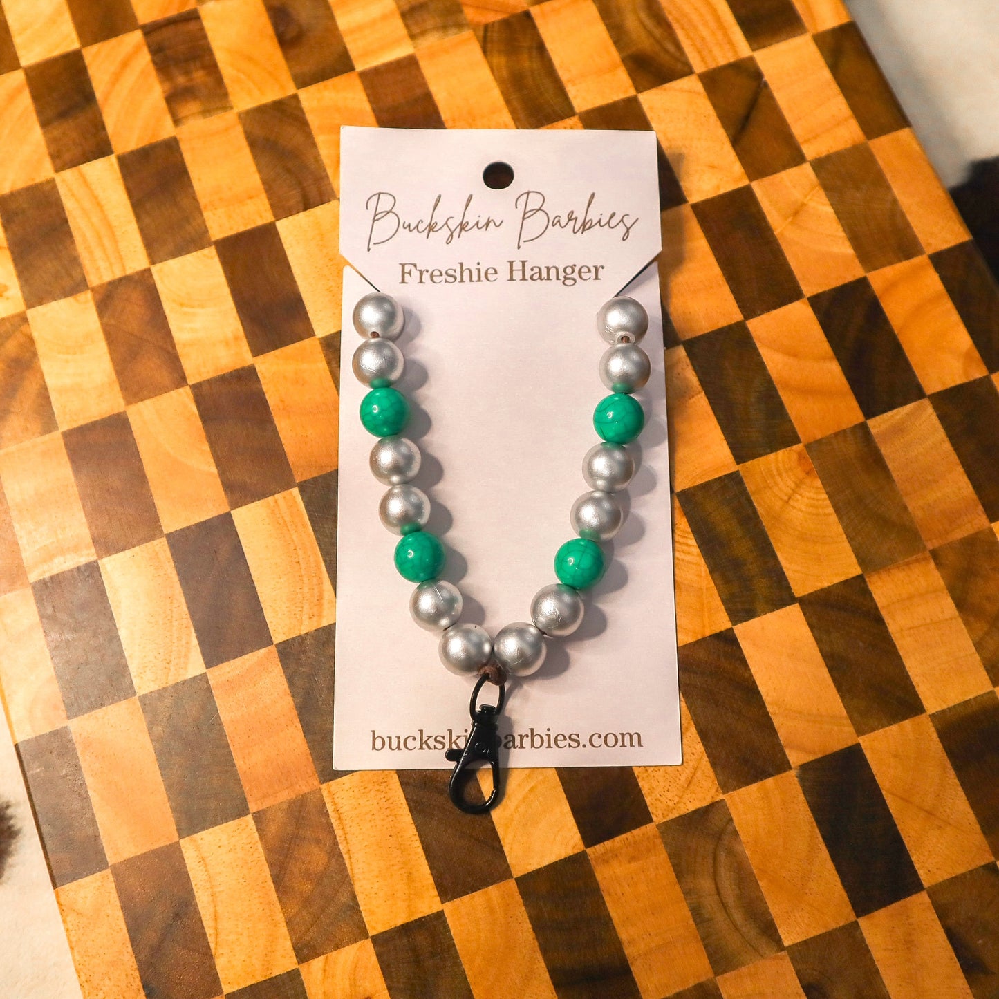 Silver & Green Turquoise Crackle Hanger