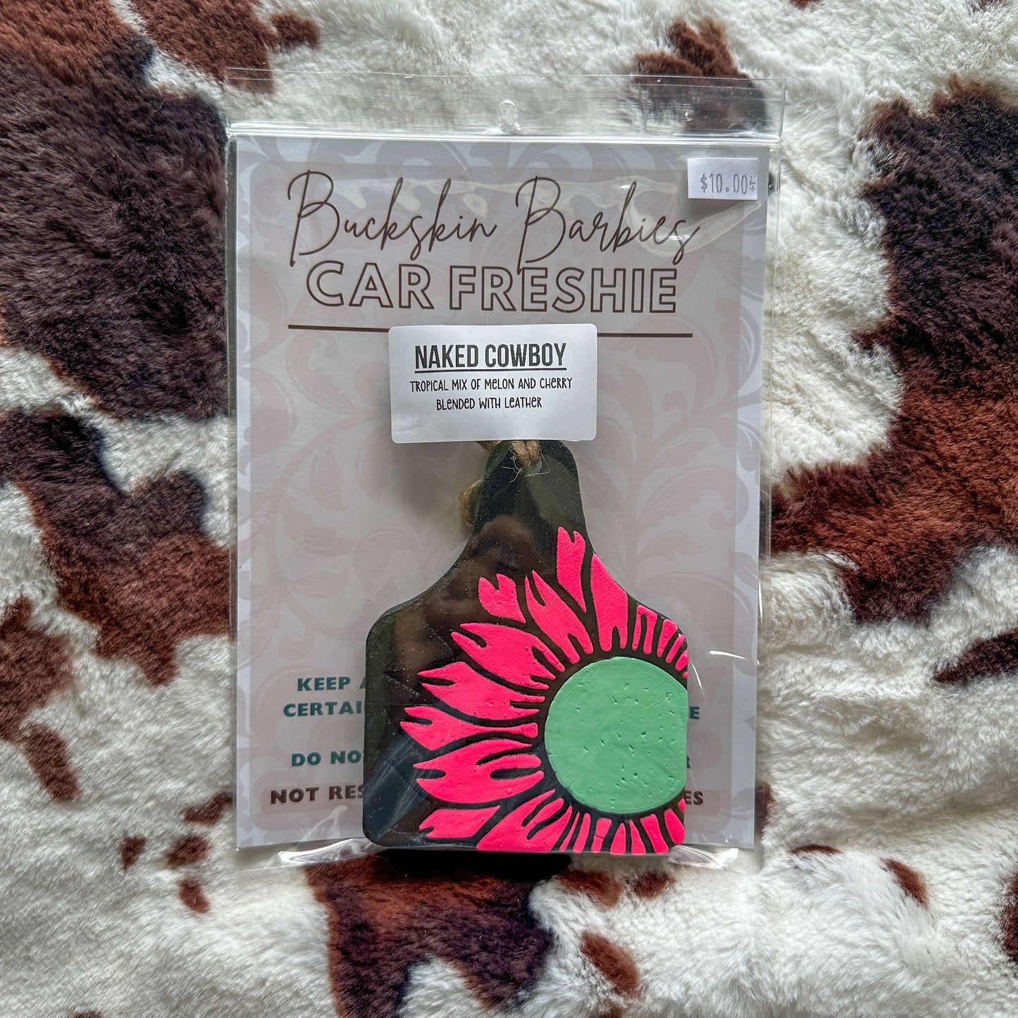 Sunflower Cow Tag Freshie RTS