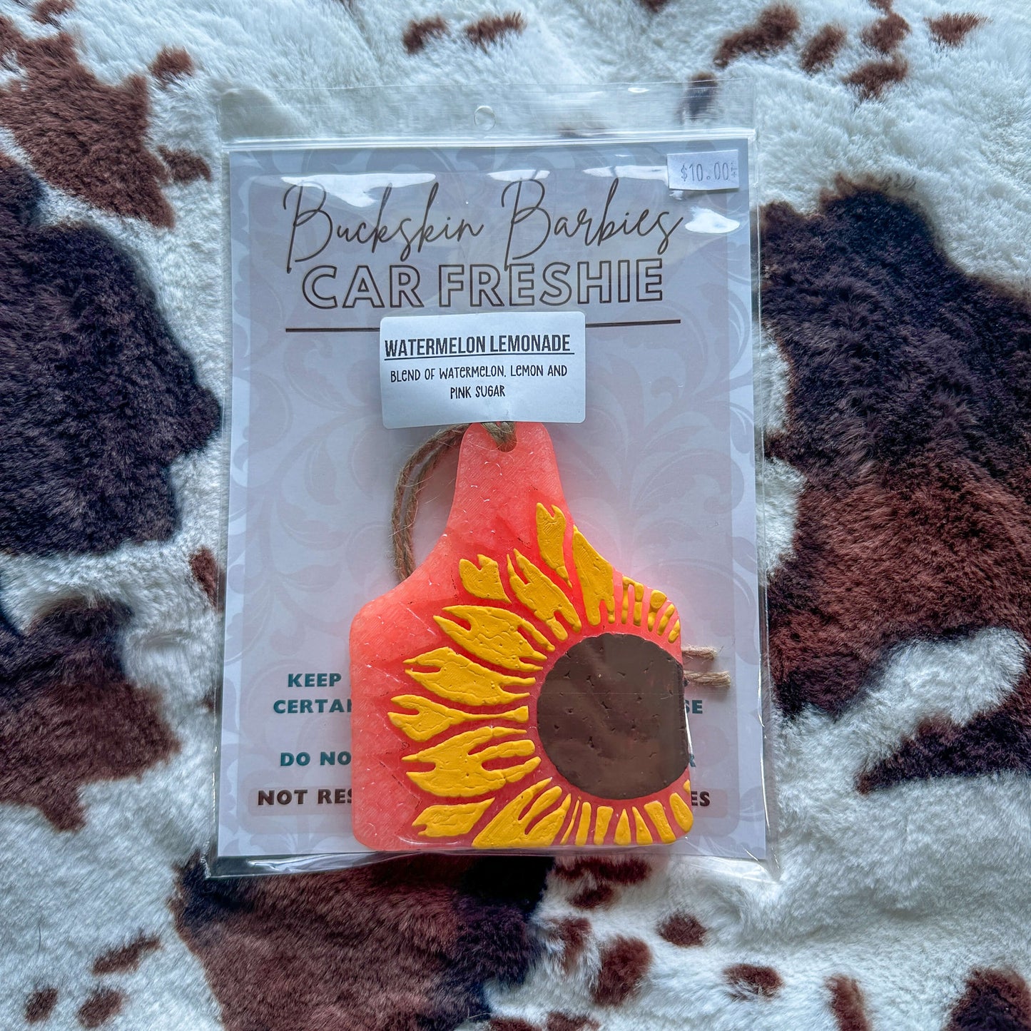 Sunflower Cow Tag Freshie RTS