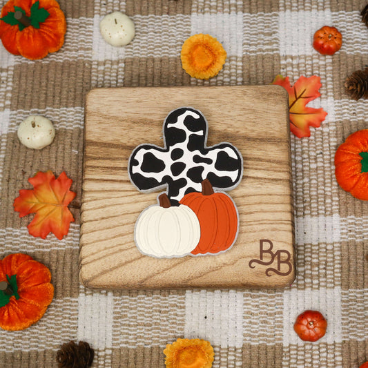 Cow Print Cross w/Pumpkins Freshie